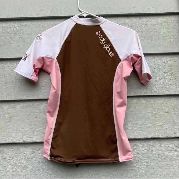 Body Glove Girl's Size Large 50 SPF UV Protection Rashguard, Pink/White/Brown - Picture 5 of 5